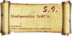 Stefanovits Irén névjegykártya